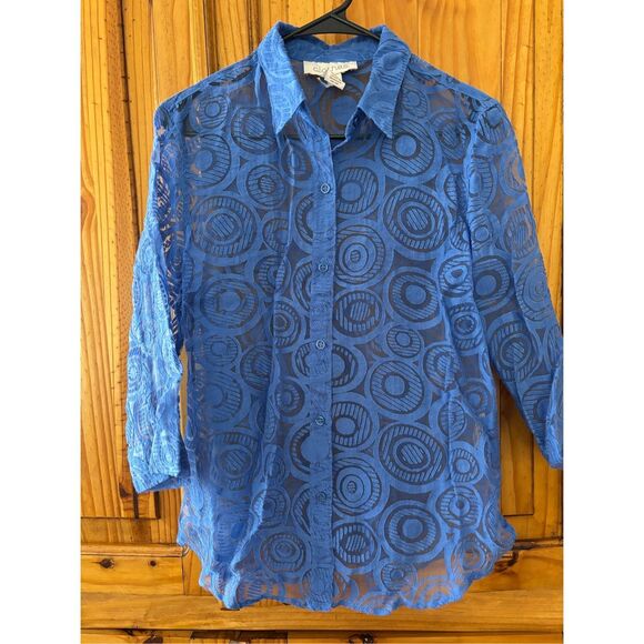 C.L.O.T.H.E.S Sheer Circle Print Top - Picture 1 of 5